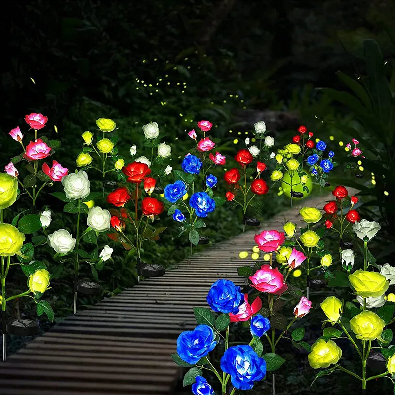 1 ADET Güneş Gül çiçek ışıklar led ışık Açık Yolu Bahçe Patio Yard Geçit Dekoratif Peyzaj aydınlatma
