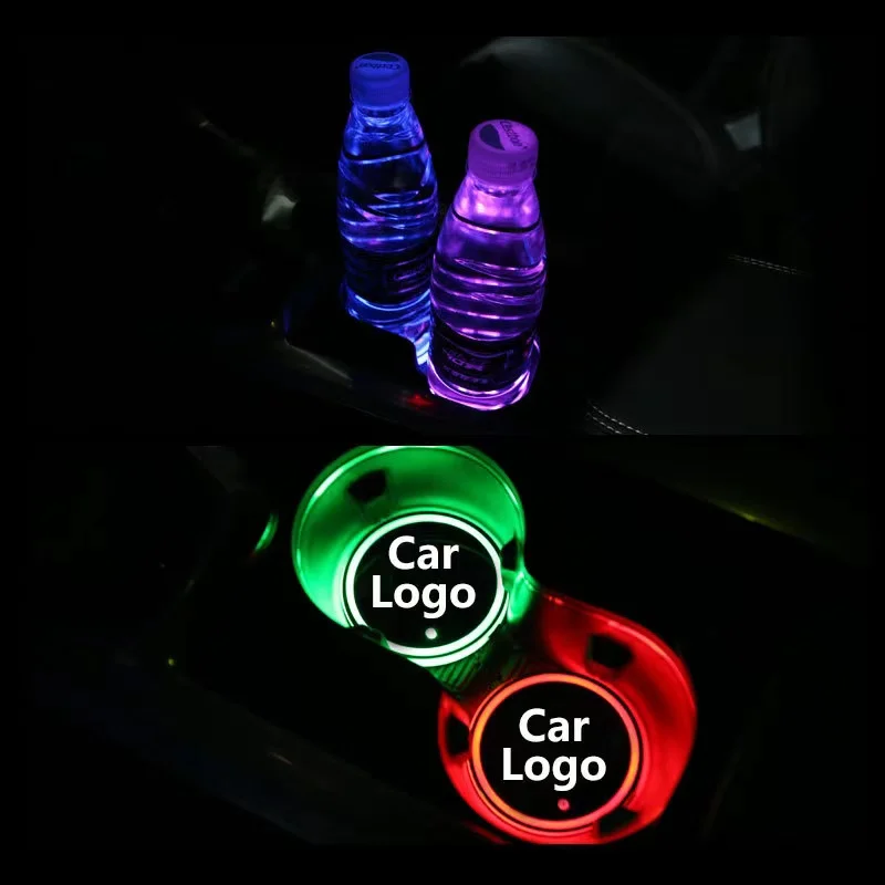 1 Adet Renkli Araba LED bardak Tutucu Anti Paspaslar Araba Bardak Şişe atmosfer ışığı Takımyıldızı Arka ışık LED Bardak Tutucu Pedleri