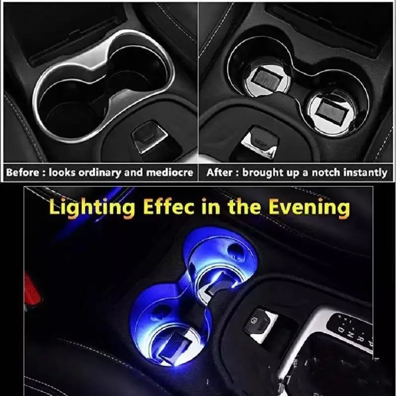 1 Adet Renkli Araba LED bardak Tutucu Anti Paspaslar Araba Bardak Şişe atmosfer ışığı Takımyıldızı Arka ışık LED Bardak Tutucu Pedleri 2