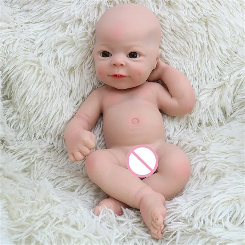13 inç Boyalı / boyasız yeniden doğmuş kiti aksesuarları açık gözler çocuk vücut tam katı silikon yeniden doğmuş bebek kiti