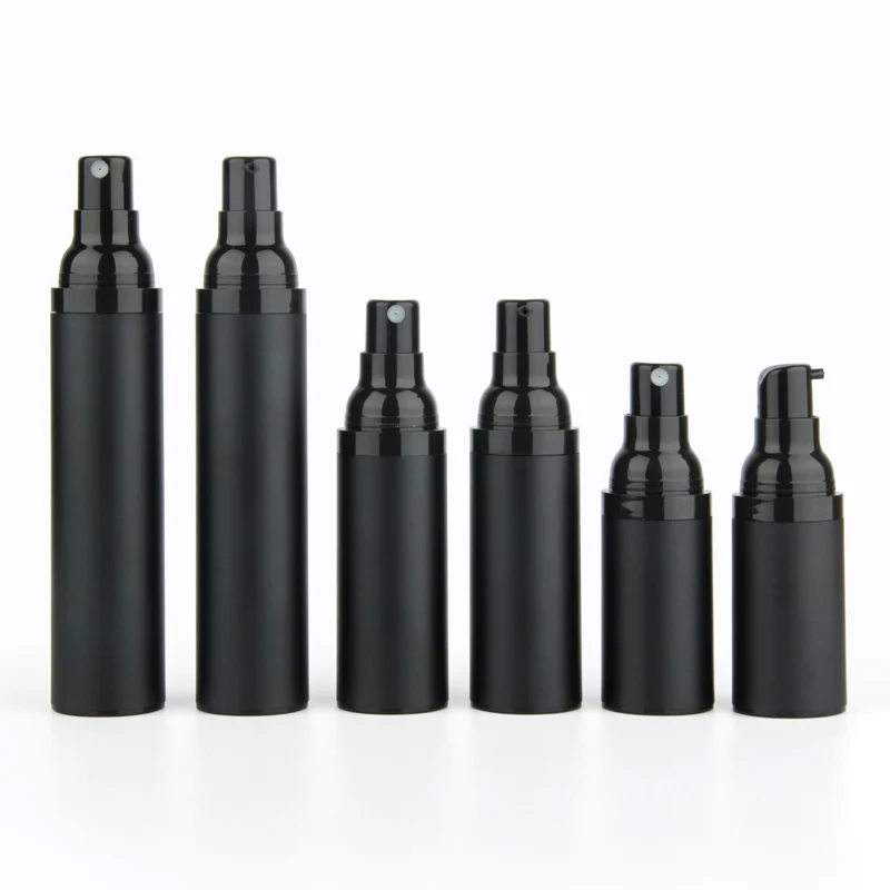 20 Adet / grup 15ML 30Ml 50ML Boş Plastik Emülsiyon şişeleri sprey şişesi mat siyah vakumlu şişe Havasız Pompa Vakum Kabı