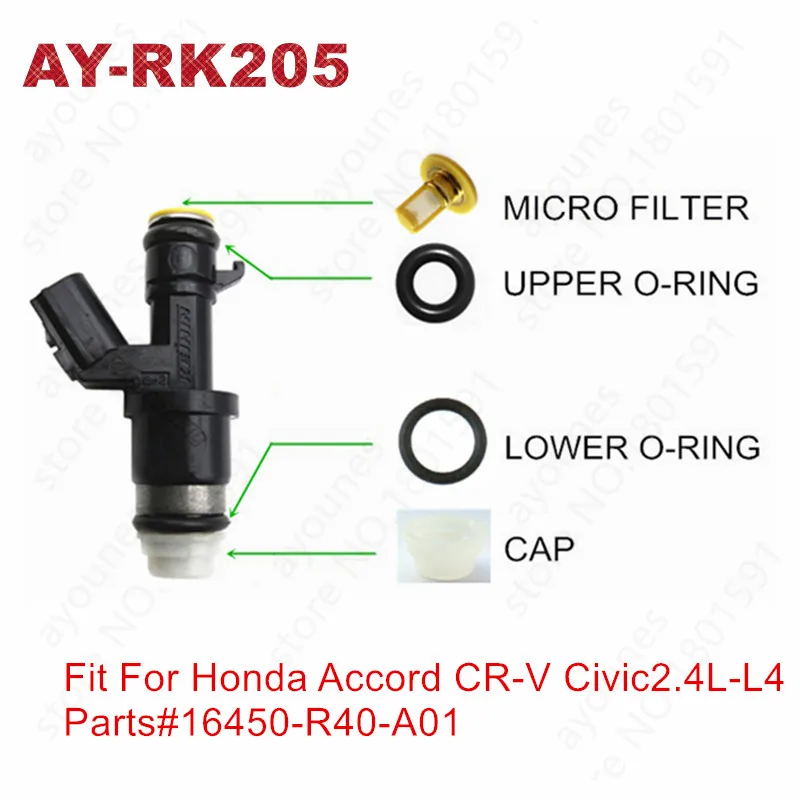 20 Takım Honda Civic Accord İçin CR-V 2.4 l-l4 Parçaları #16450-R40-A01 yakıt enjektörü Tamir Takımları (AY-RK205)