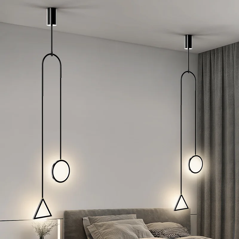 2021 Yeni Kolye Lambaları Minimalist Modern Led Yemek Oturma Odası Avize Yatak Odası Başucu ışıkları Siyah Altın Asılı Aydınlatma