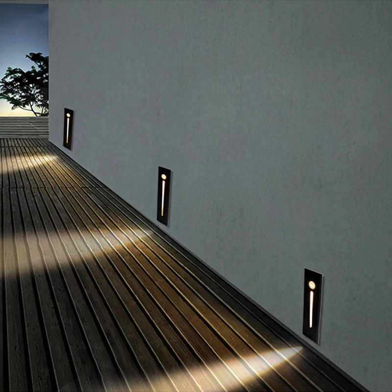 3 W hareket sensörlü LED merdiven lambası Alüminyum Gömülü Merdiven Köşe Lambası Gömme Duvar Merdiven Lambası Ayak AC85-265V