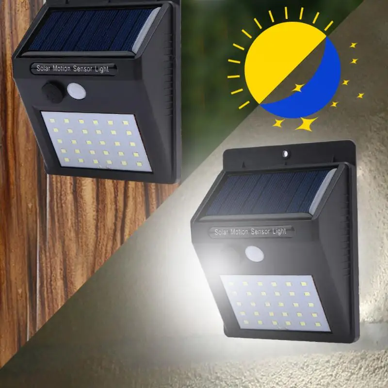 30 LEDs Güneş Enerjisi Duvar Lambası PIR Hareket Sensörü Açık Su Geçirmez Enerji Tasarrufu Sokak Yard Yolu Ev Bahçe Güvenlik Lambası 2