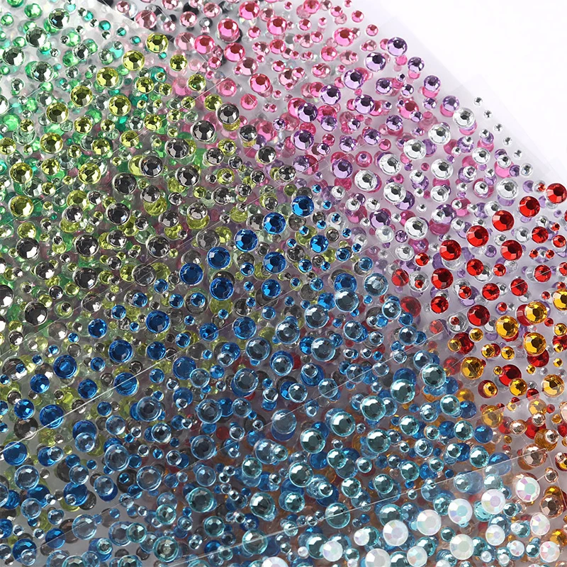 3D Kendinden Yapışkanlı Elmas Etiket Akrilik Kristal DIY Fotoğraf Albümü Sticker Yuvarlak Yüz Sticker El Kitabı duvar süsü Süslemeleri 2