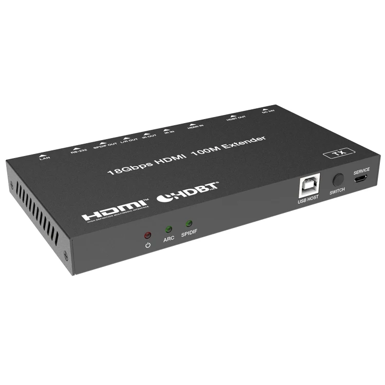 4K UHD HDMI 18Gbps HDR HDBT Genişletici Kiti ile ARC RS-232 2 yönlü IR destekler USB KVM ve PoC fonksiyonu 4