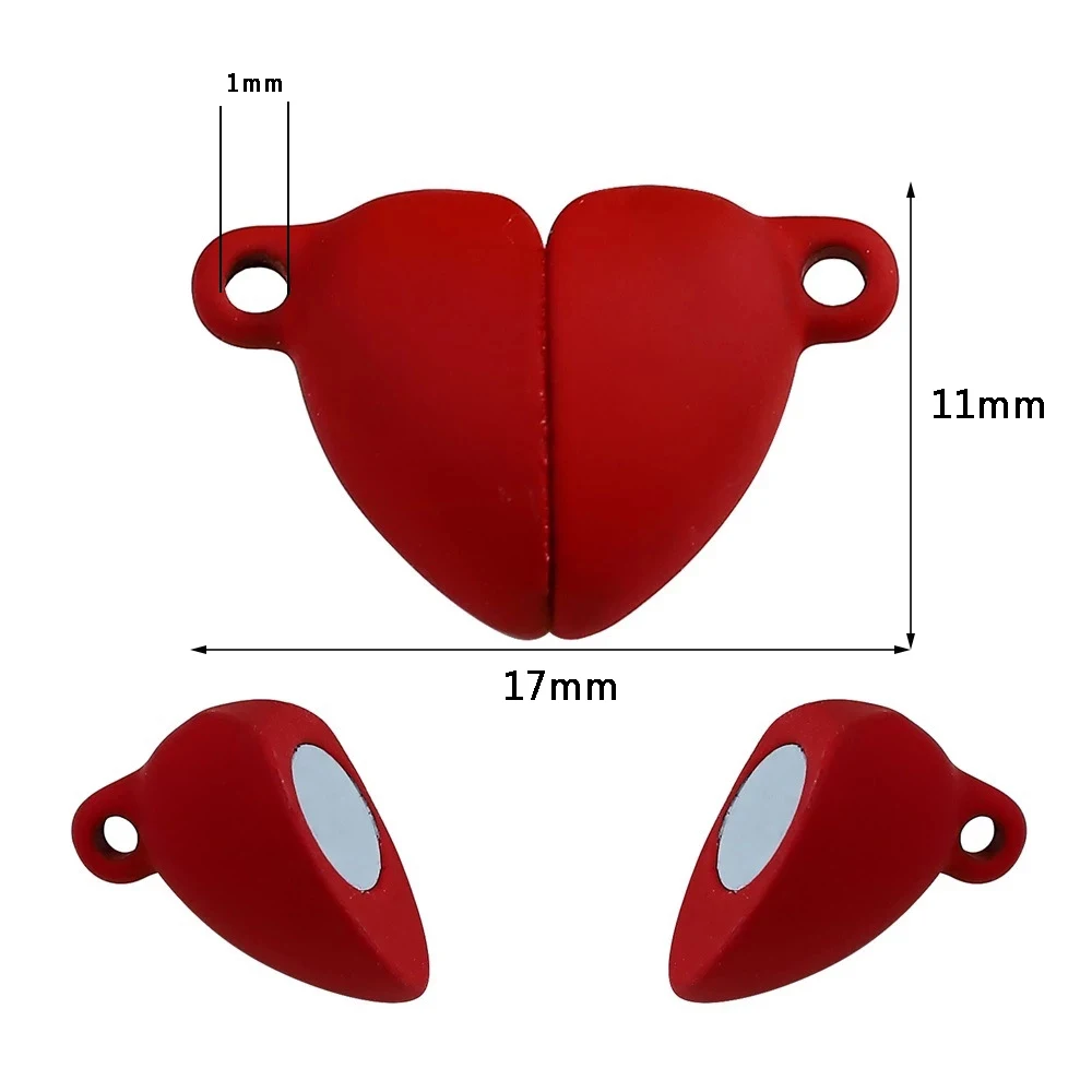 5 Takım / grup Aşk Kalp Güçlü Manyetik Klipsler Kordon Sonu Toka Konnektörler DIY Çift Bilezik Takı Kolye Yapımı 3