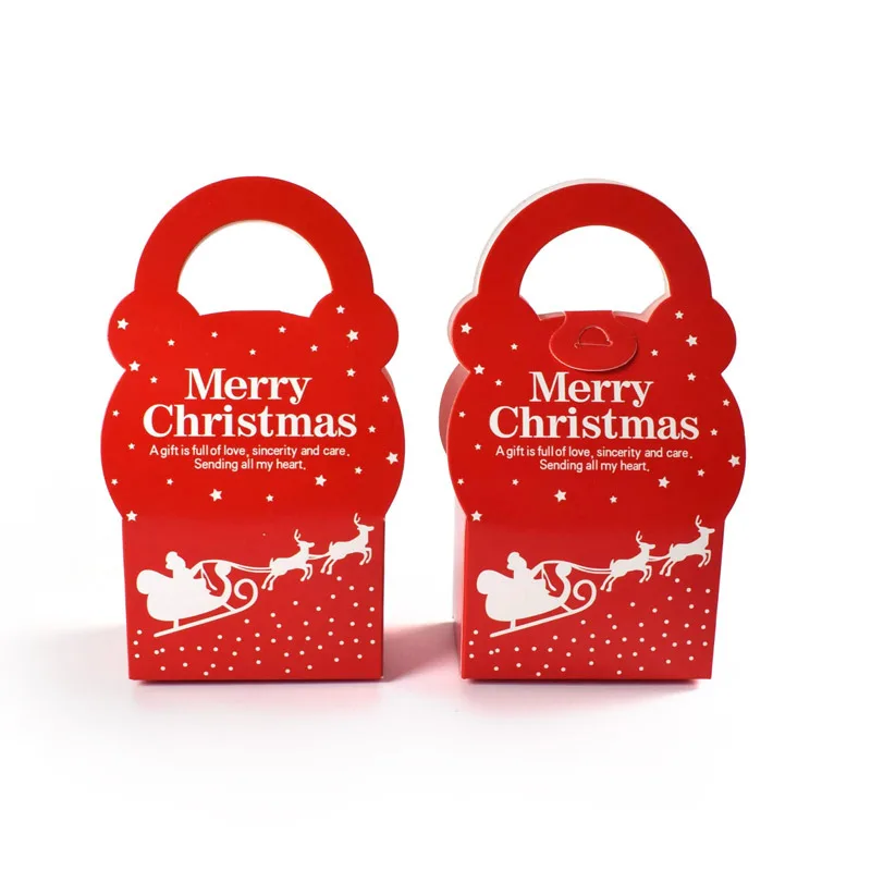 50 adet Kraft Kağıt Noel Elma Hediye Kutusu Tatil Ambalaj Parti Hediye Çantası Taşınabilir Ambalaj Çantası Noel Şeker Kutusu Yeni Yıl