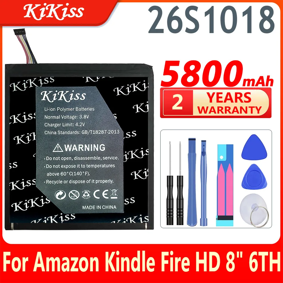 5800mAh KiKiss Pil 26S1018 Amazon Kindle Yangın HD 8 İçin 