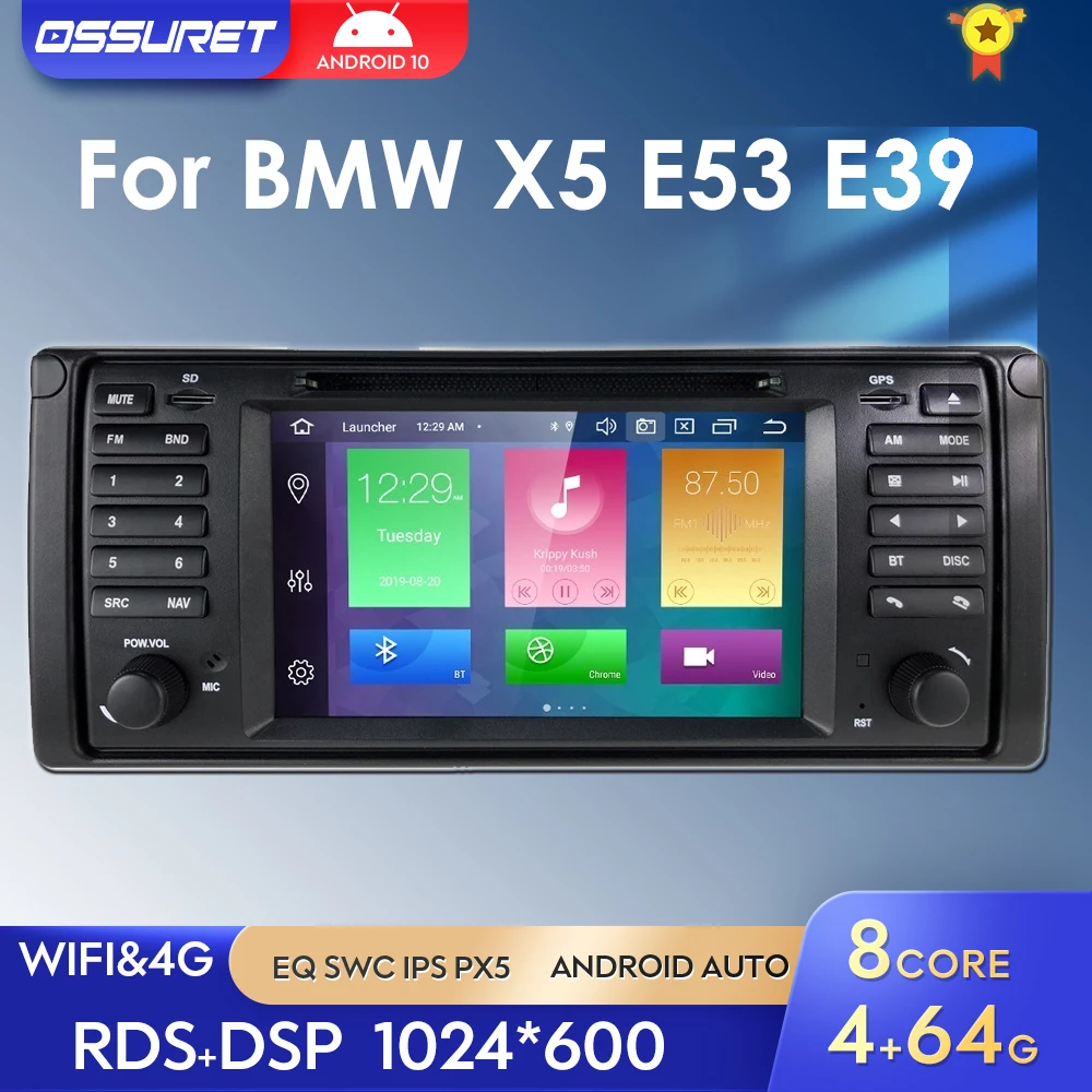 7 İnç IPS 1 Din Android 10 Araba Radyo BMW E39 E53 X5 2002-2006 2007 Araba Gps navigasyon stereo Multimedya oynatıcı Kafa Ünitesi