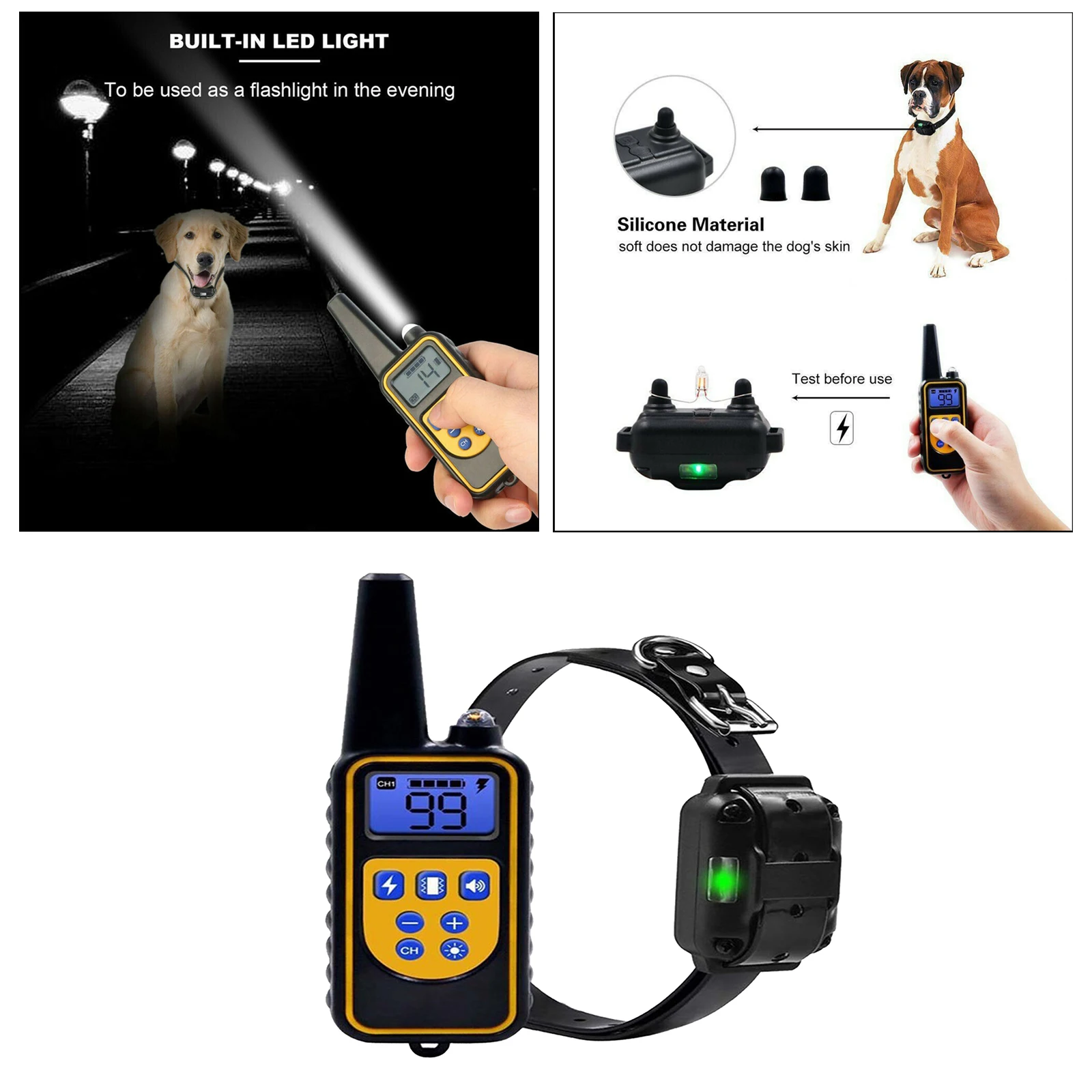 875 Metre Evcil Köpek Şok Eğitim Yaka Eğitmen Uzaktan LCD Su Geçirmez IP65 4