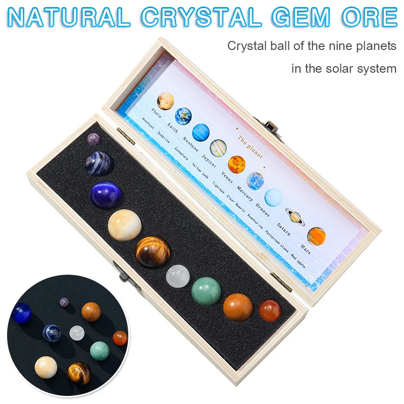 9 adet 10-25mm Doğal Kristal Küreler Dokuz Gezegenler Güneş Sistemi Taş Ev Ofis masa dekoru Aksesuarları