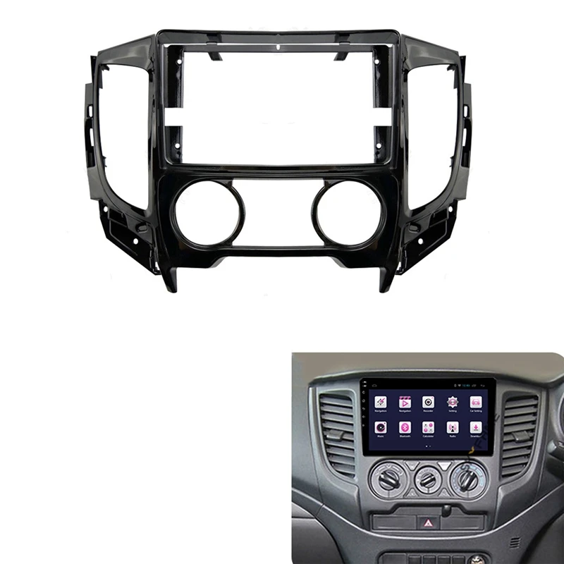 9 inç Araba Fasya Çift Din Dvd Çerçeve Ses Montaj Adaptörü Paneli Dashboard Mitsubishi Triton için KJ/KK / KL / L200 2015+ 0