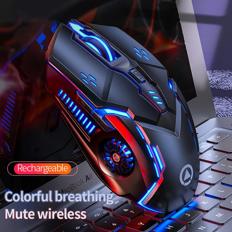 A9 Kablosuz Oyun Faresi Şarj Edilebilir RGB Arka oyuncu fareleri Dilsiz 2.4 GHz 3200dpı Dizüstü PC Gamer için Mekanik Fare