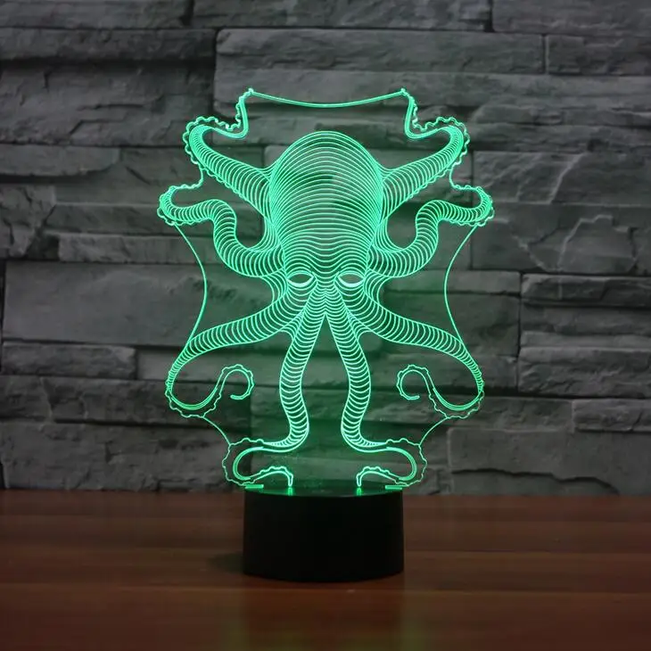 Ahtapot 3D lamba yaratıcı hediyeler yenilik ışık lambası yedi renk değişimi görüş Stereo küçük gece lambası akrilik lamba