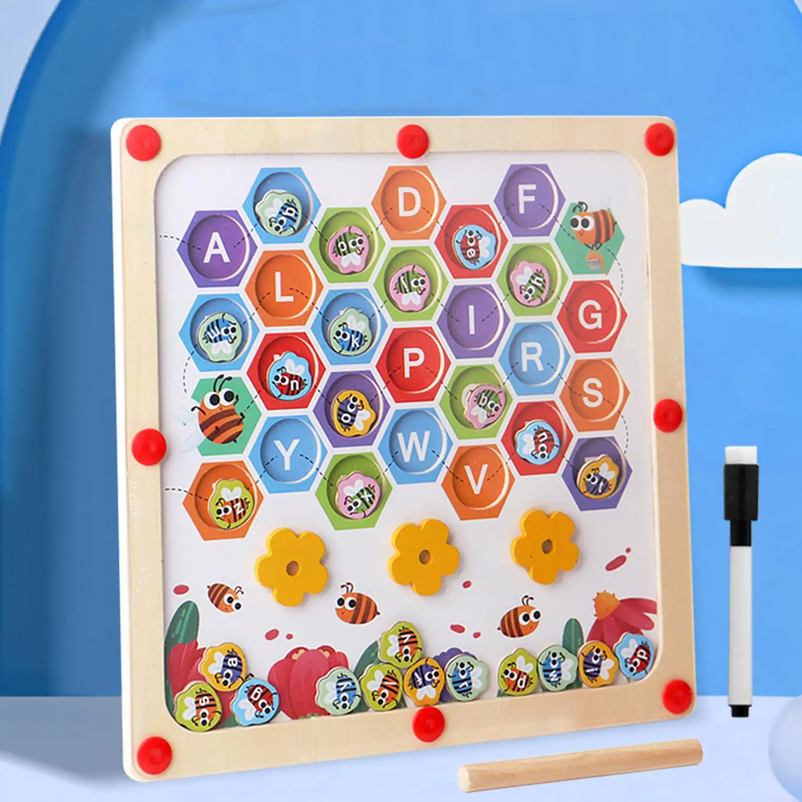 Ahşap manyetik tahta bulmaca Oyunları alfabe mektup oyuncak Doğum günü hediyeleri için
