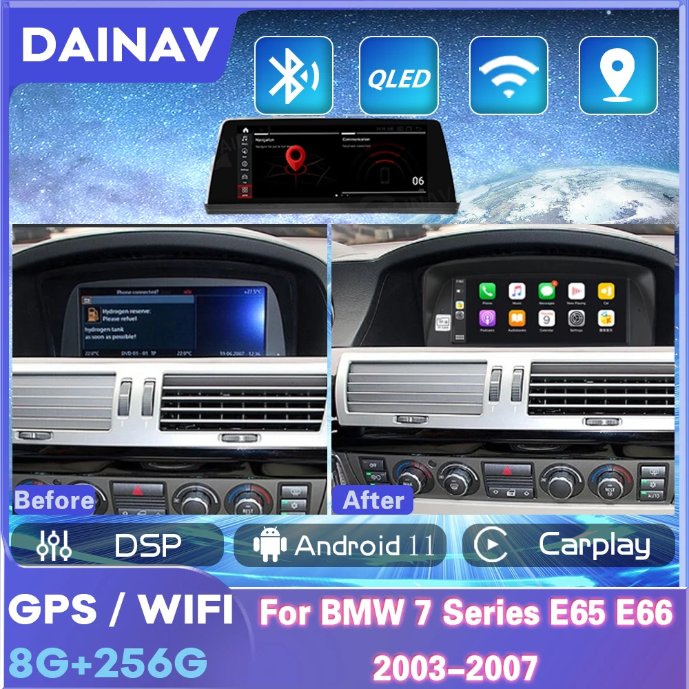 Android 11 Araba Radyo BMW 7 Serisi İçin E65 E66 2003-2007 Yeni Ayakta Ekran Tarzı Ekran Multimedya Video Oynatıcı GPS Navigasyon
