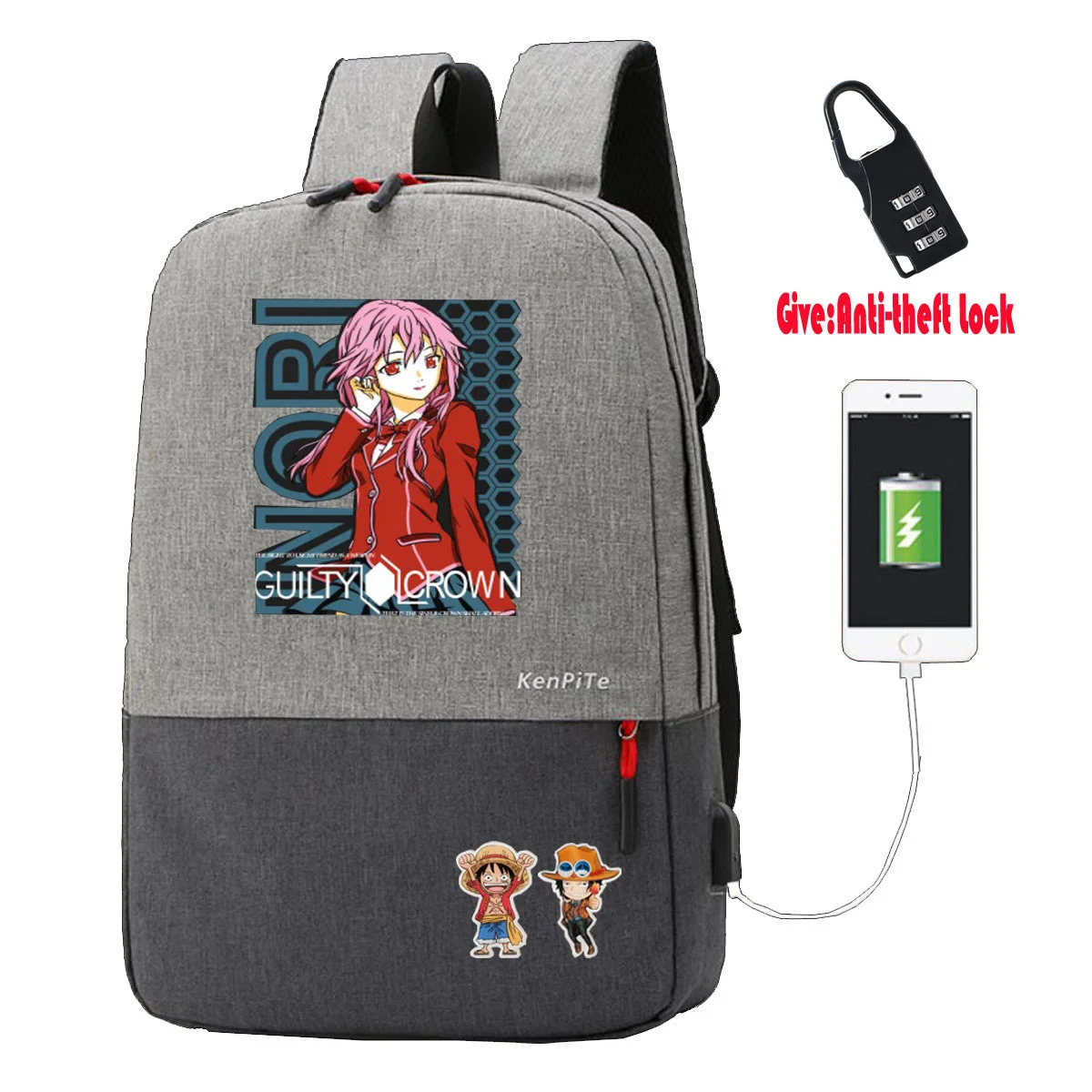 anime Suçlu Taç Sırt Çantası Anti-hırsızlık USB Şarj Sırt Çantası UNİSEX gençler laptop çantası seyahat sırt çantası öğrenci kitap Çantaları