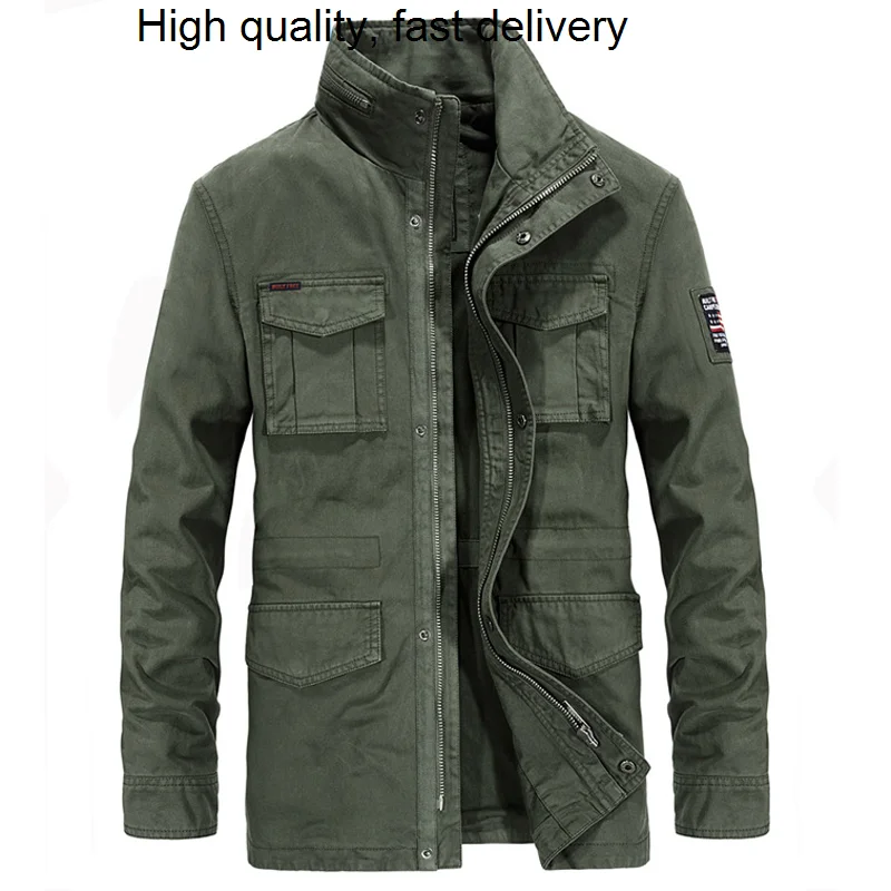 Askeri Yüksek Kaliteli Stil Mont ve Ceketler Adam Dış Giyim Vintage Ordu Erkek Mont Artı Boyutu XXXL Rahat Palto Avrupa