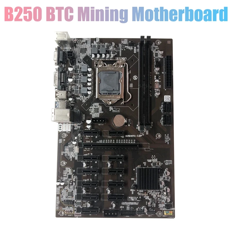 B250 BTC Madenci Anakart 12XGraphics Kart Yuvası LGA 1151 DDR4 SATA3.0 USB3.0 Düşük Güç BTC Madenci Madencilik