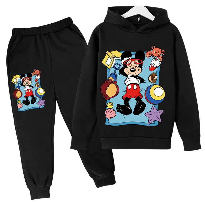 Bahar Sonbahar Mickey Mouse hoodie çocuk Seti Bebek Erkek Kız Elbise Hoodie + Pantolon Çocuk Spor Takım Elbise Tişörtü Spor Takım Elbise