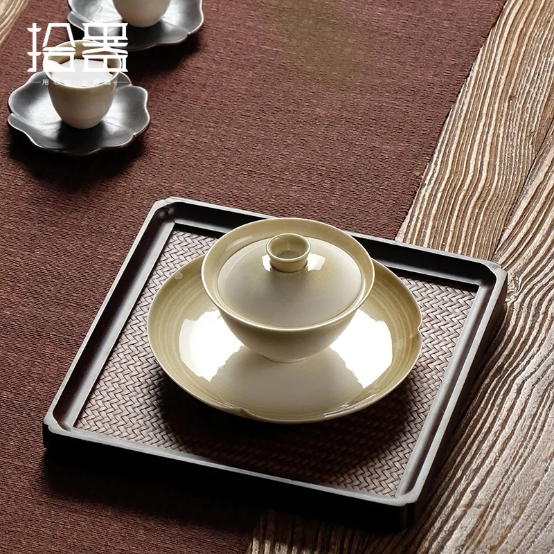 Bitkisel Kül Sır Seramik Üç kapaklı Kase Jingdezhen çay makinesi Tek Ev Kung Fu çay seti Büyük çay bardağı Kızartma Kase 3