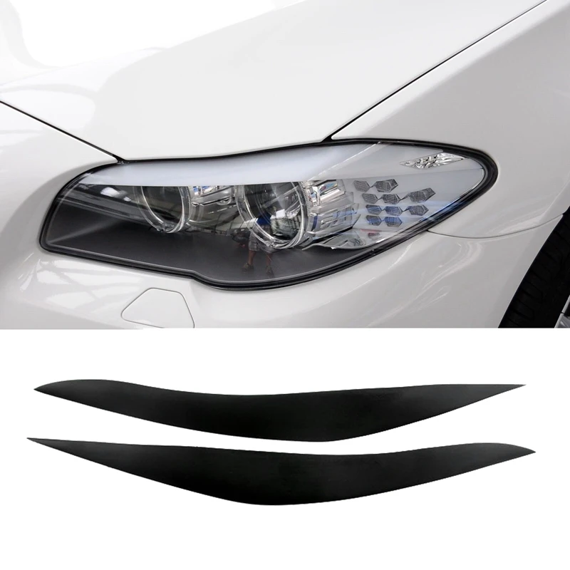 BMW 5 Serisi için F10 F11 F18 2010-2017 Parlak Siyah Farlar Kaş Göz Kapağı ayar kapağı Sticker Takma