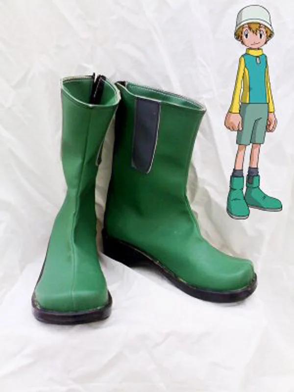 Digimon Macera Takeru Takaishi Yeşil Cosplay ayakkabı Botları Yetişkin erkek Cadılar Bayramı Partisi Cosplay Çizmeler Custom Made