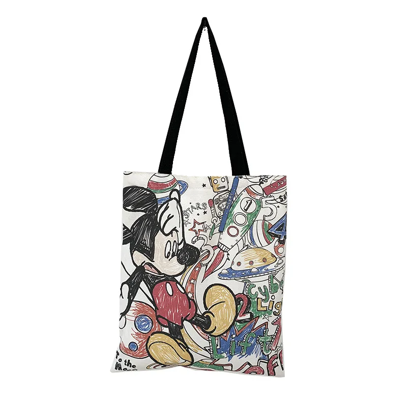Disney Kanvas çanta Mickey Mouse kadın askılı omuz çantası Ins Anime Kawaii Baskı Trendi Moda Öğrenci askılı çanta doğum günü hediyesi