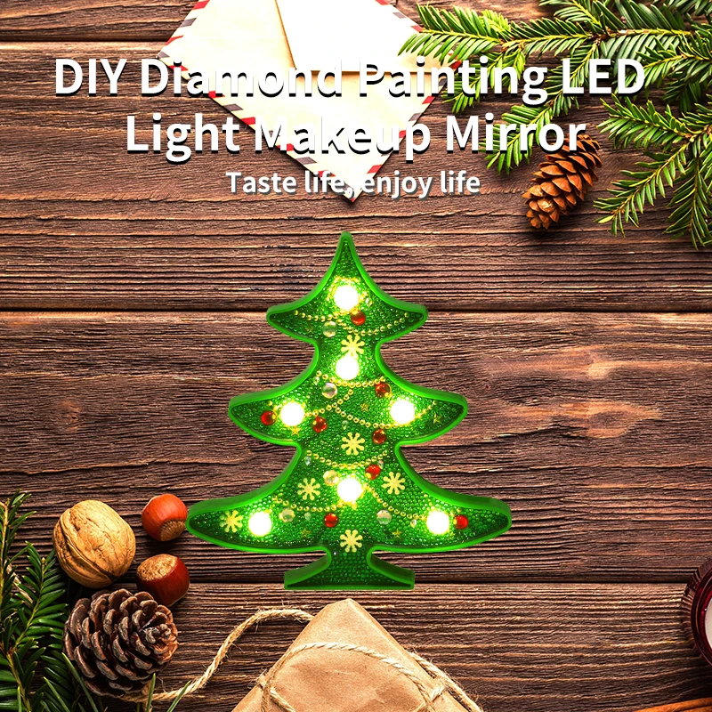 DIY ev yapımı parlayan gece lambası elmas boyama aydınlatma dekoratif lamba sevimli desen sanat ışık Noel ağacı kardan adam hediye