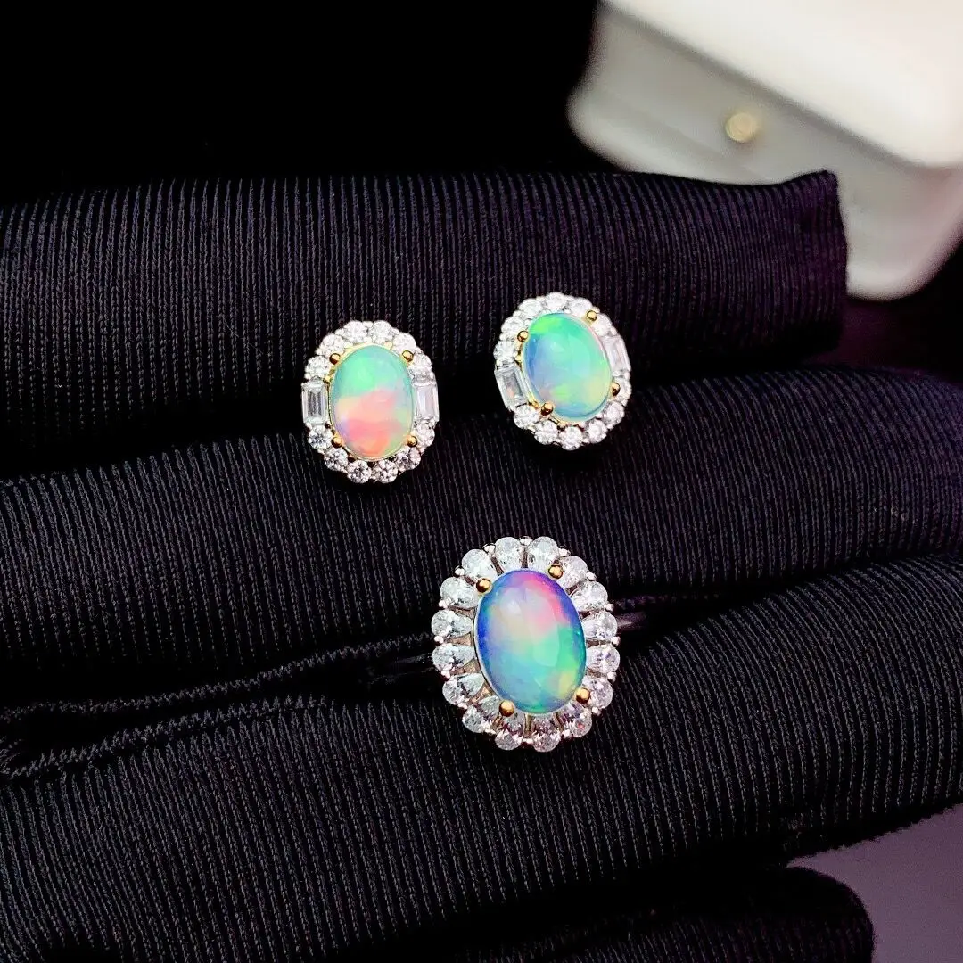 Doğal Opal Asılı Halka Damızlık Seti Lüks Moda kadın Takı Klasik Moda Güz Yeni S925 Ayar Gümüş