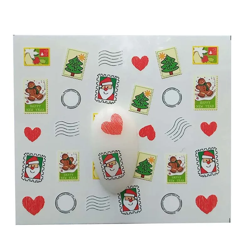 E19 Tırnak Çıkartmalar Su Çıkartması damga ve Aşk ve Noel Baba Desen 3D Manikür Sticker Nail Art Dekorasyon