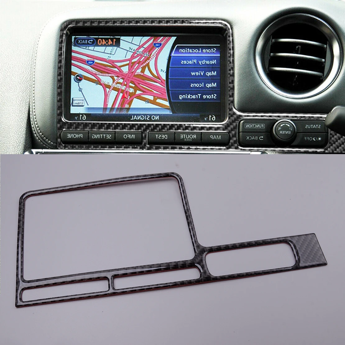 Epoksi GPS Navigasyon Düğmesi Paneli Kapak Trim Çerçeve Fit Nissan GT-R GTR R35 2008 2009 2010 2011 2012-2020 RHD Karbon Fiber