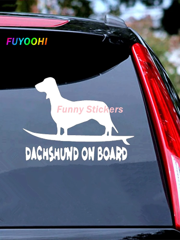 FUYOOHİ Komik Çıkartmalar Aksesuarları Komik Köpek Araba Sticker Dachshund Kurulu Çıkartması Dizüstü Kamyon Motosiklet Oto Dekorasyon 1