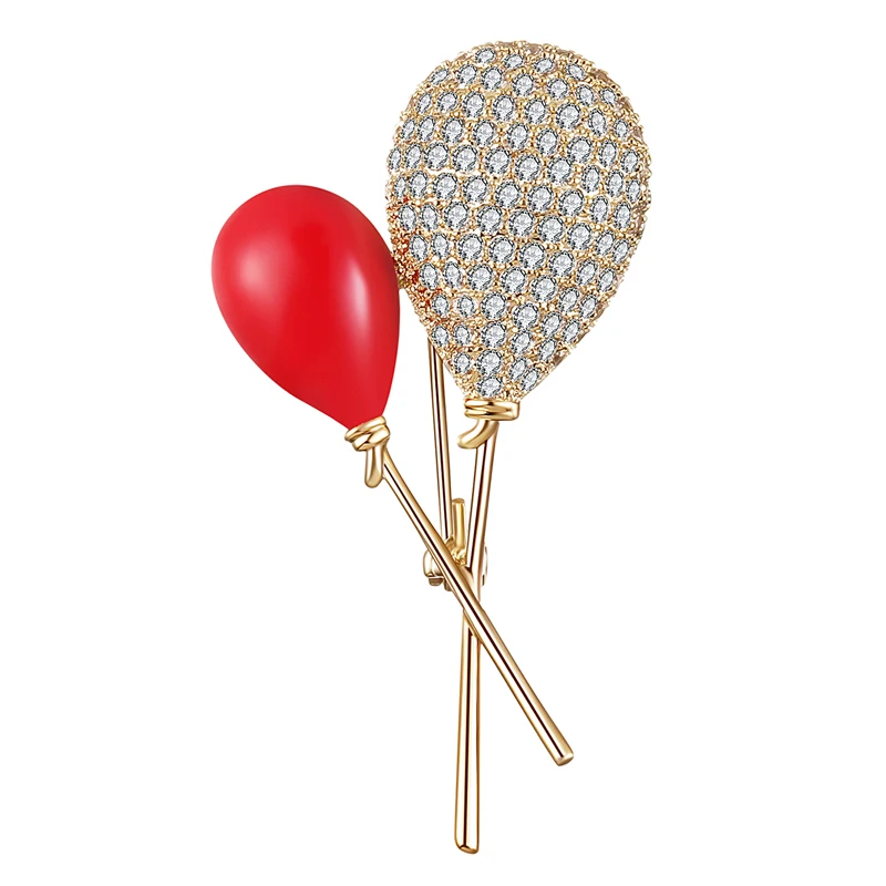 Güzel Kırmızı Balonlar Emaye Pin Yüksek Kalite Lüks Broş Pins Takı Aksesuarları Moda Kristal Balon Broş Kadınlar için 1