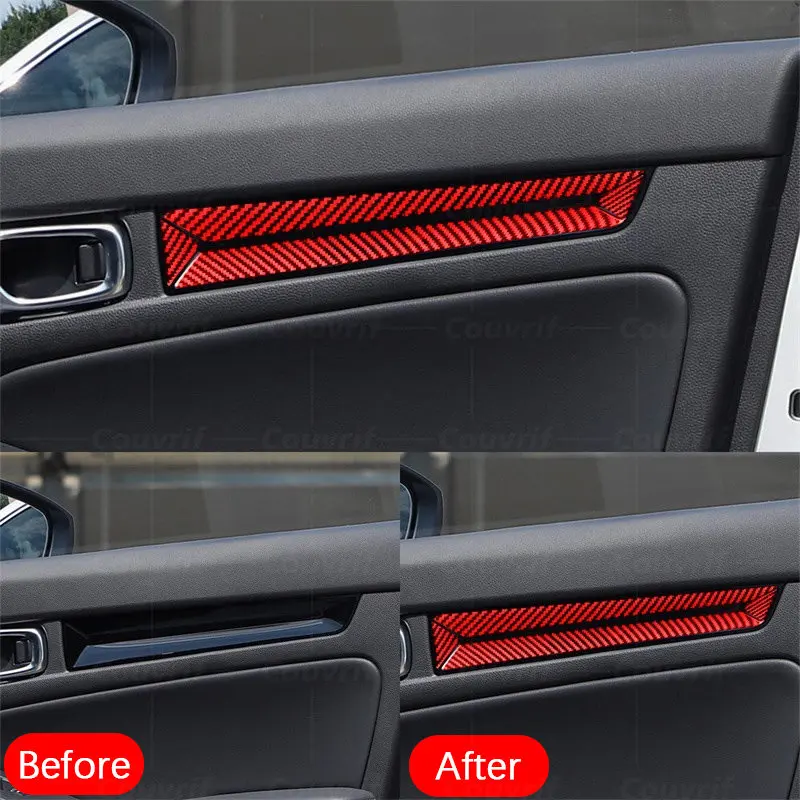 İç Karbon Fiber Kapak Kapı Kolu Paneli Dekoratif Sticker Çıkartma Kapak Honda Civic 11th Gen FL 2021-2023 Aksesuarları 2