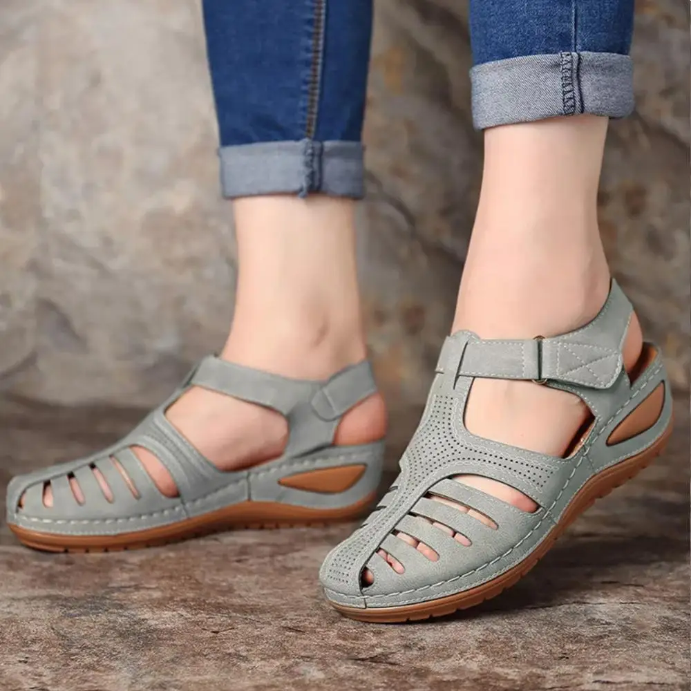 Kadın sandalet 2022 Yaz Deri Vintage Sandalet Toka Rahat Dikiş Kadın Retro Sandalias Kadın Bayanlar platform ayakkabılar 36-43
