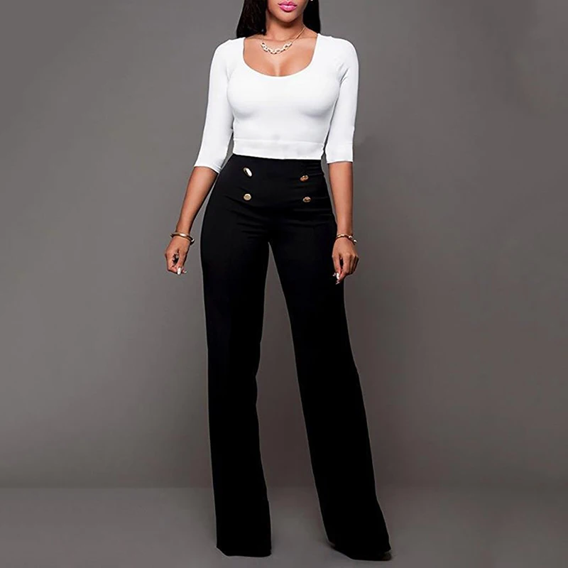 Kadınlar Casual Harem Uzun Pantolon Yüksek Bel Elastik Yüksek Bel Kırpılmış Uzunluk OL Pantolon Katı Siyah Beyaz Şarap Kırmızı