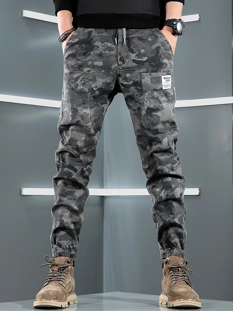 Kargo Taktik kamuflaj Pantolon Erkekler Spor Joggers Casual Streetwear Hip Hop Düzenli Fit Pamuk Streç Pantolon