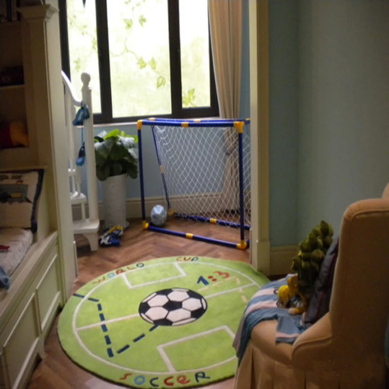 karton çocuk futbolu halı oturma odası yatak odası halısı Karikatür başucu sandalye yuvarlak bilgisayar çocuk playmat akrilik halı pedi mat