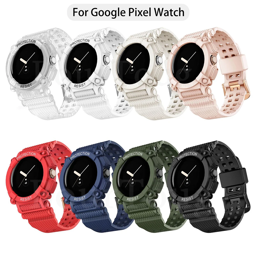Kayış Durumda Google Pixel için saat kayışı Piksel İzle TPU Kemer İçi Boş Koruyucu Kapak Silikon Bilezik Smartwatch Bileklik