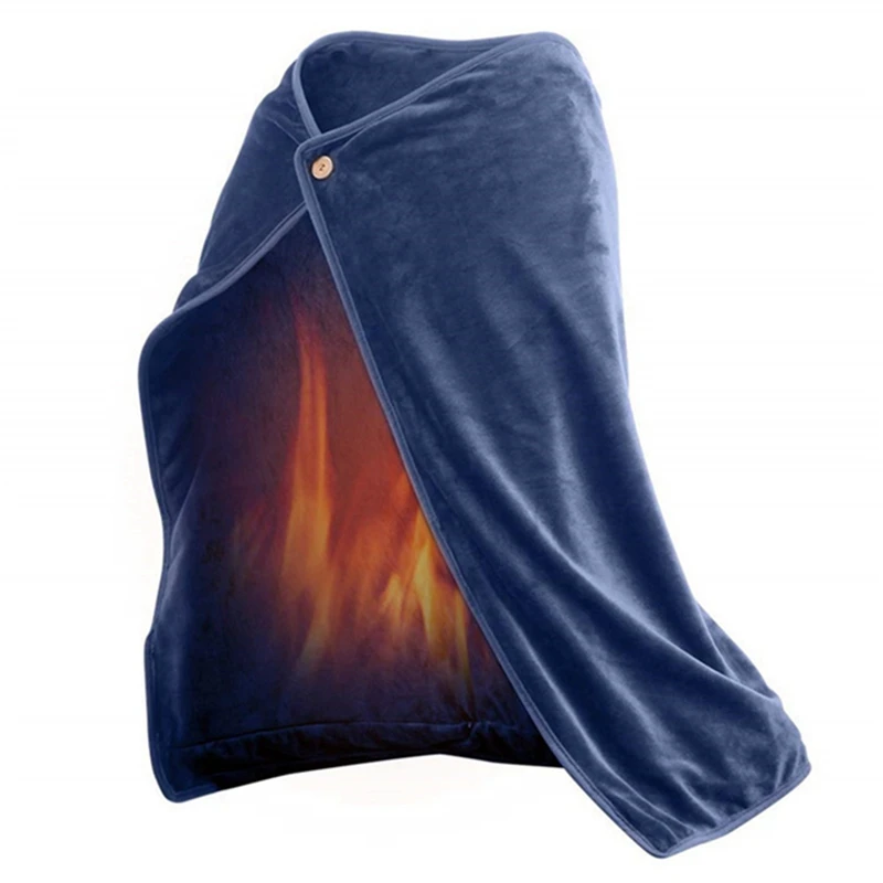 Kış elektrikli battaniye şal ısıtma soğuk koruma battaniye sıcak tutmak için ısıtmalı açık ev mavi 5