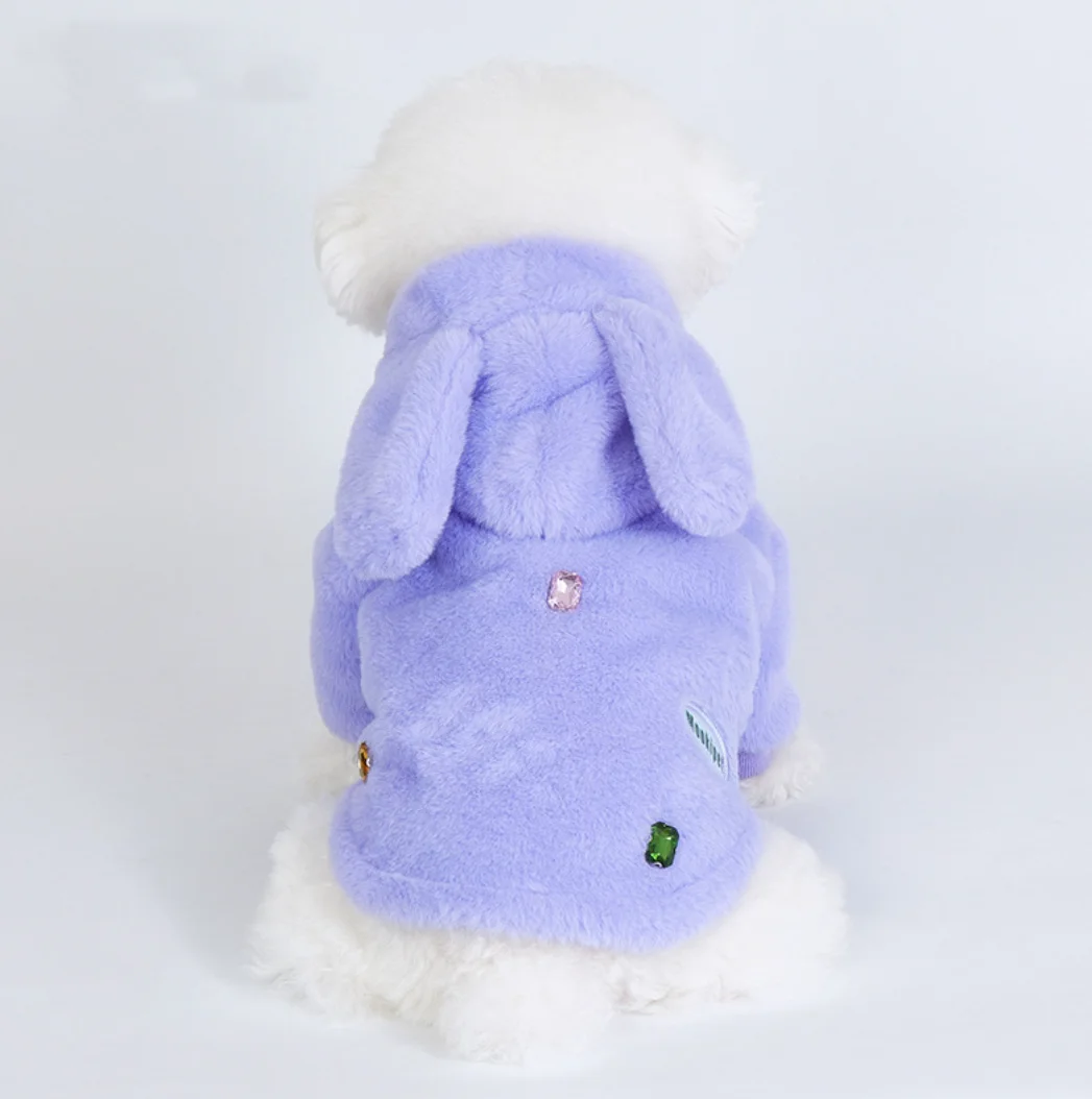 Kış giyim yeni pet coat yeni tavşan peluş kedi köpek giysileri uzun kulaklı tavşan kürk ceket 1
