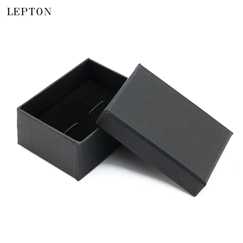 Lepton Siyah Kağıt Kol Düğmeleri Kutuları 20 adet/grup Yüksek Kaliteli Siyah mat kağıt Mücevher Kutuları kol düğmeleri Taşıma Çantası toptan