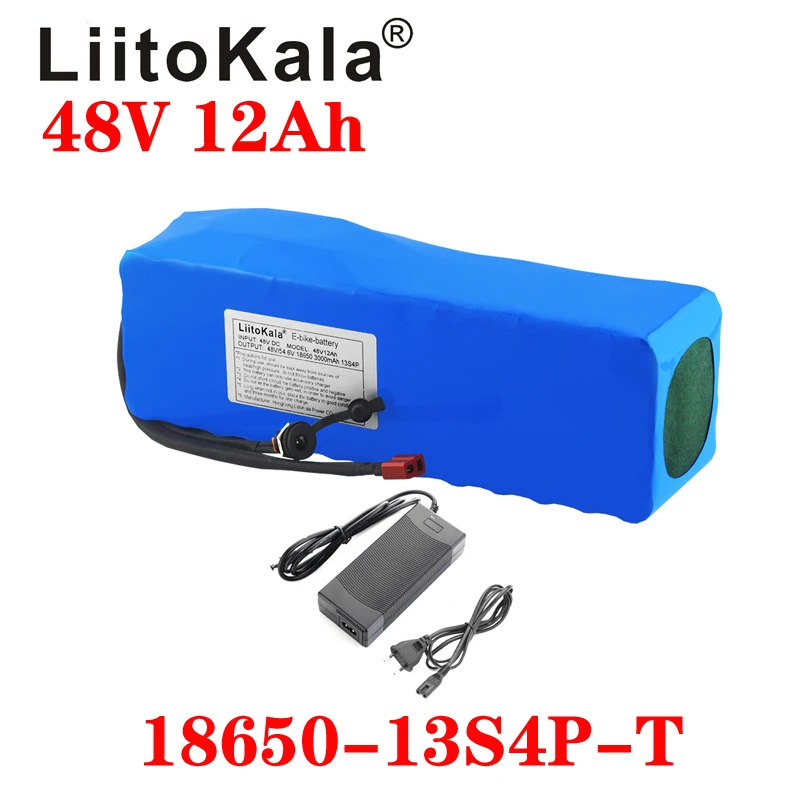 LiitoKala 48v 12ah lityum pil 48v 12ah elektrikli bisiklet pil ile 54.6 V 2A şarj için 500W 750W 1000W motor duty free