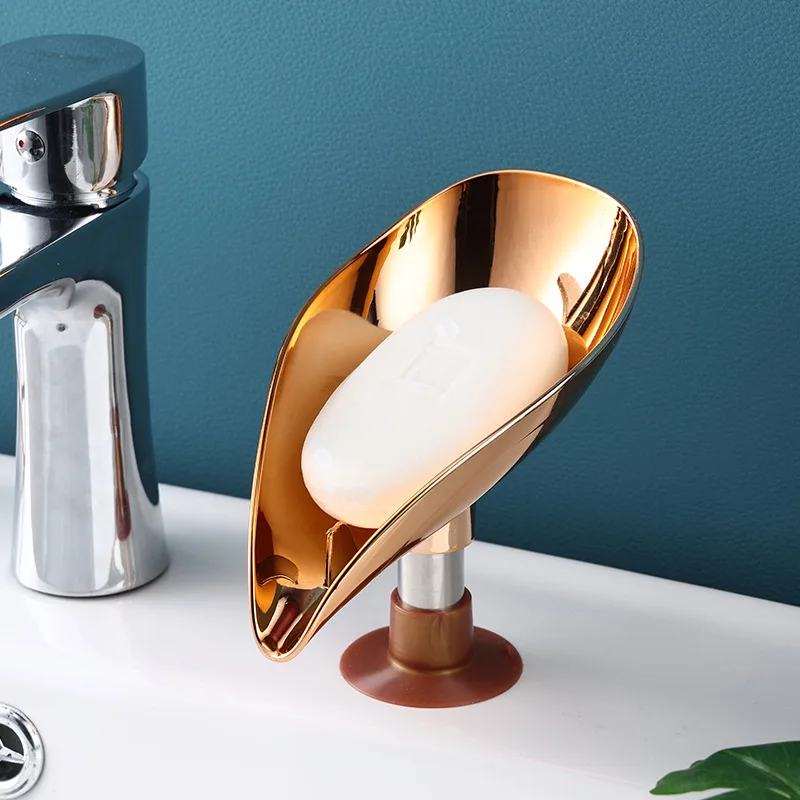 Lüks Altın Yaprak Şekli Sabun Kutusu Drenaj Sabunluk Kutusu İskandinav Tarzı Banyo Aksesuarları Tuvalet çamaşır sabunu kutu tepsisi Araçlar