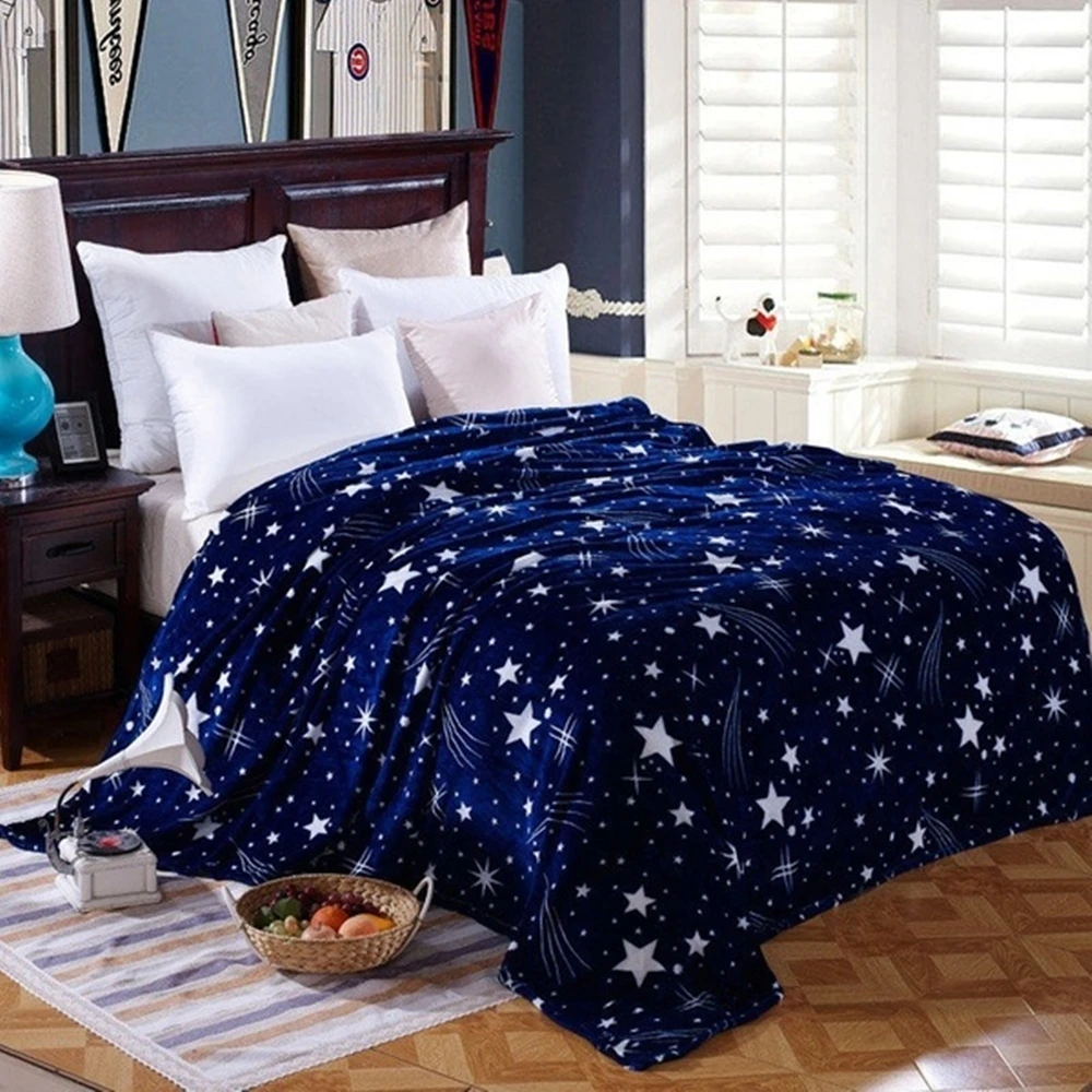 Milsleep Sıcak Satış Yıldız Koyu Mavi Battaniye 3D Baskılı yorgan Battaniye Yatak Yumuşak Damla nakliye