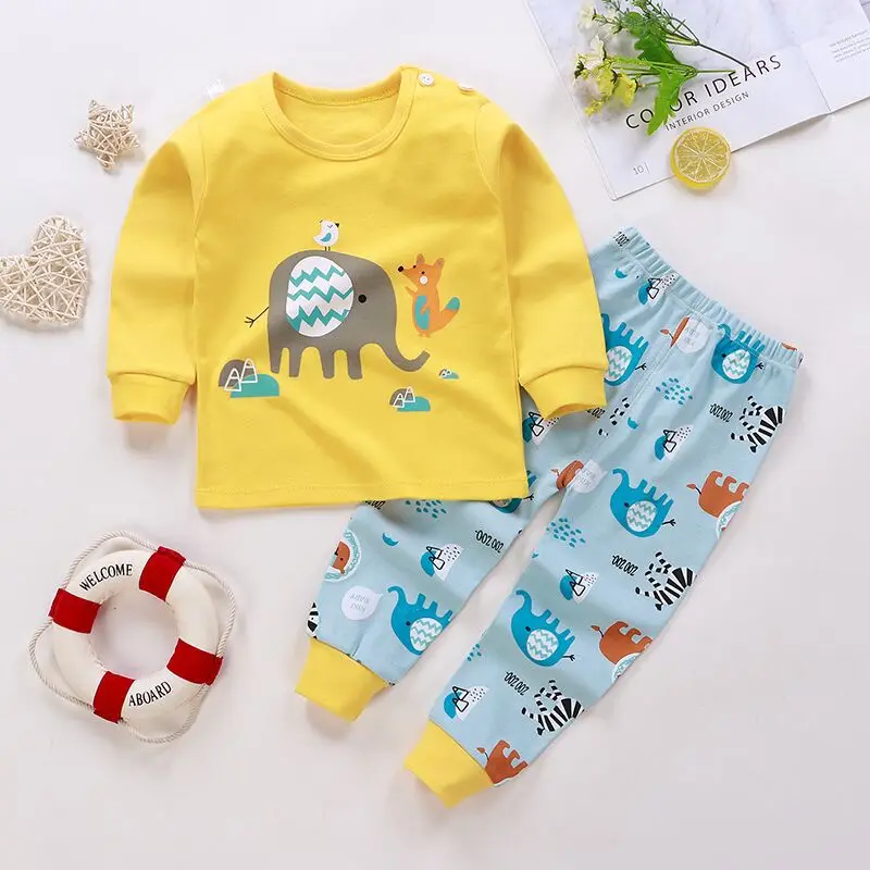 Moda çocuk İç Çamaşırı Takım Elbise Pamuklu Pijama Kız Bebek Paçalı Don Üst ve Alt Seti Pamuk Erkek Ev Giyim çocuk