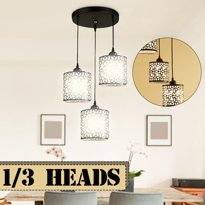 Modern İskandinav LED kolye ışıkları fikstür demir Hollow Out asılı kolye lamba ev dekorasyon yemek odası yatak odası Dükkanı Bar